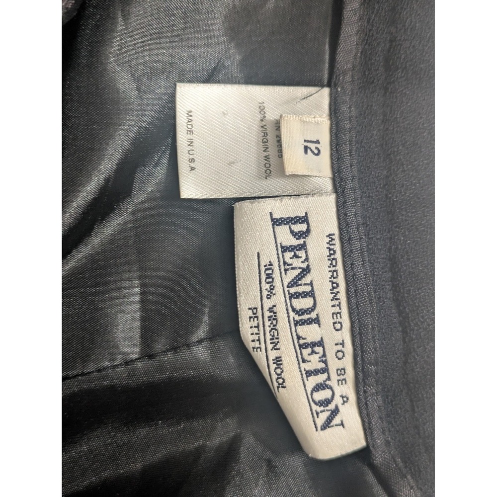 Pendleton 100% Virgin Wool Dress Pants Womens Petite 12 Black USA Made Trousers - Picture 2 of 13